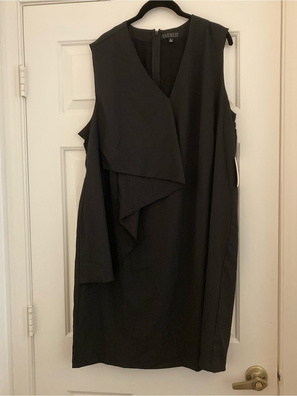 NWTEloquii Black Asymmetrical Drape Shift Dress
